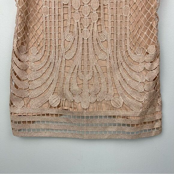 Express Metallic Lace Tank Top Cami Front Lined Lace Cutout Rose Gold Sz XS - Picture 9 of 14